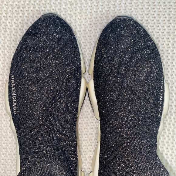 BALENCIAGA Speed Trainer 'Gold Metallic/Black' High-Top Sock Sneakers - Picture 8 of 16